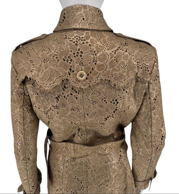 BURBERRY Prorsum Laser Cut Goat Leather Trench Size Small