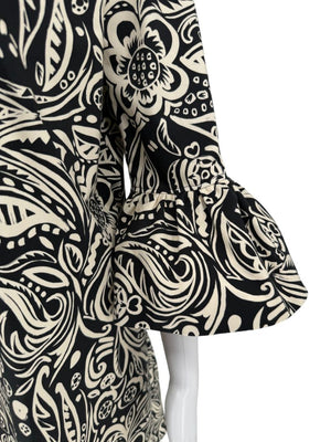 La DoubleJ Black & Ivory Printed Cotton 24/7 Dress – Size L- NWT