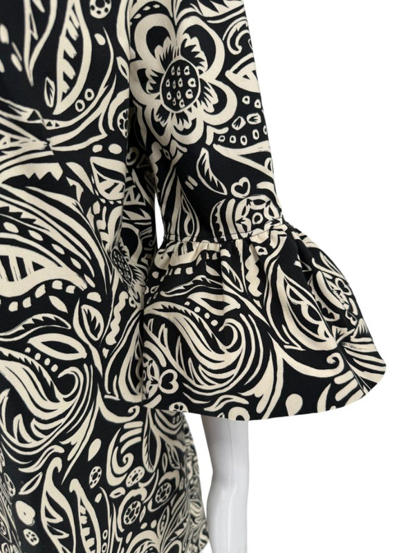 La DoubleJ Black & Ivory Printed Cotton 24/7 Dress – Size L- NWT