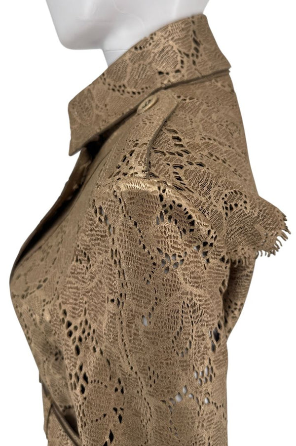 BURBERRY Prorsum Laser Cut Goat Leather Trench Size Small