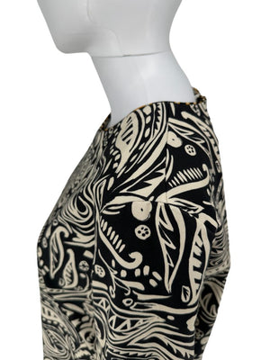 La DoubleJ Black & Ivory Printed Cotton 24/7 Dress – Size L- NWT