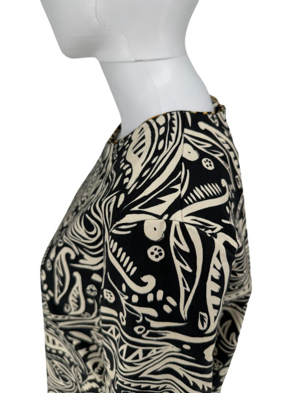 La DoubleJ Black & Ivory Printed Cotton 24/7 Dress – Size L- NWT