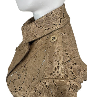 BURBERRY Prorsum Laser Cut Goat Leather Trench Size Small