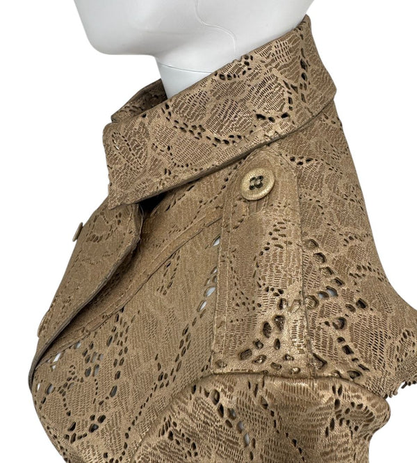 BURBERRY Prorsum Laser Cut Goat Leather Trench Size Small