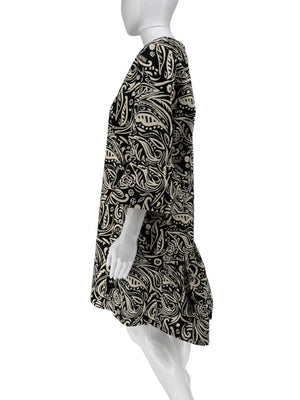 La DoubleJ Black & Ivory Printed Cotton 24/7 Dress – Size L- NWT