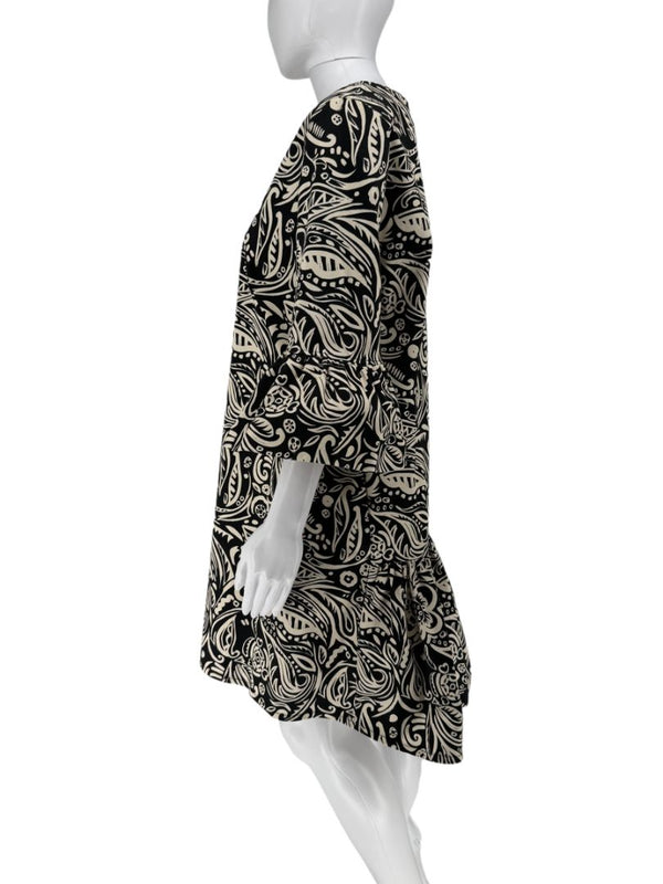 La DoubleJ Black & Ivory Printed Cotton 24/7 Dress – Size L- NWT