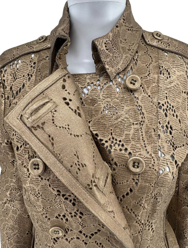 BURBERRY Prorsum Laser Cut Goat Leather Trench Size Small