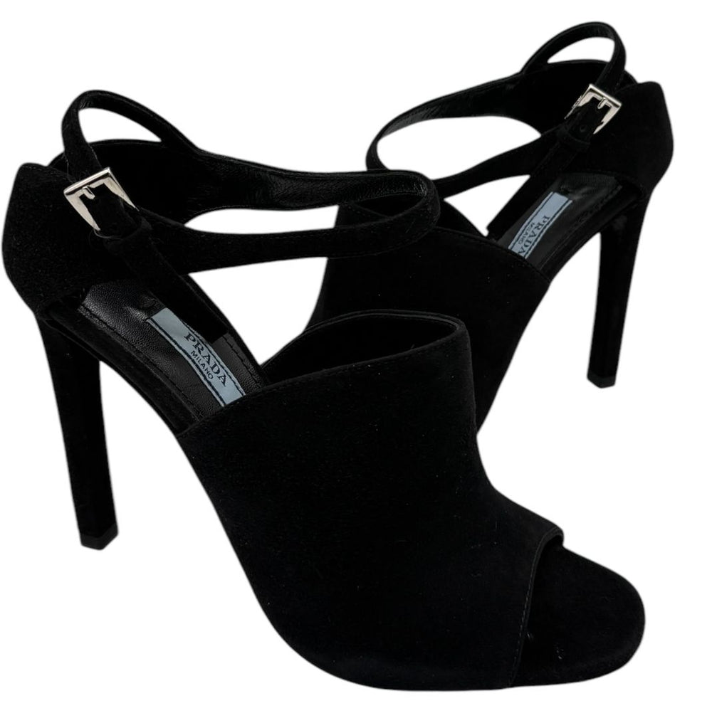 Prada Open-Toe Suede Heeled Sandals – Size 37 – Brand New in Box