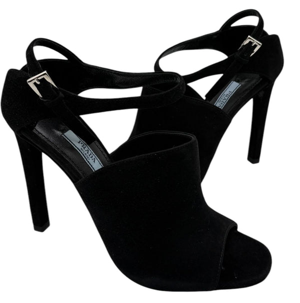 Prada Open-Toe Suede Heeled Sandals – Size 37 – Brand New in Box