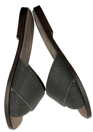 Brunello Cucinelli Embellished Criss Cross Flat Sandals - Sz 37
