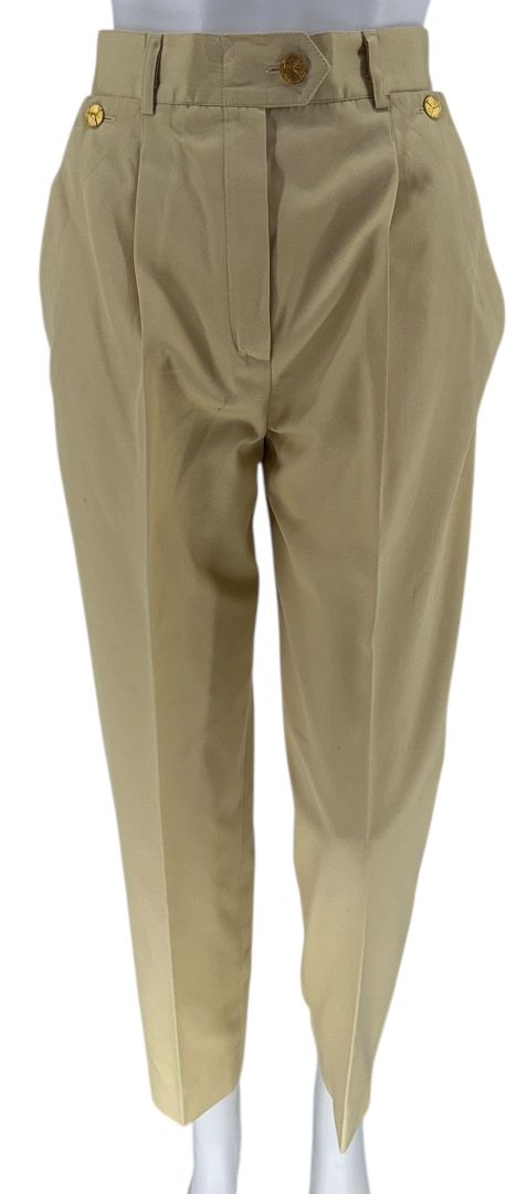 Escada Pale Yellow High-Waisted Pleated Pants – Size 36