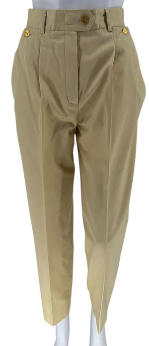 Escada Pale Yellow High-Waisted Pleated Pants – Size 36