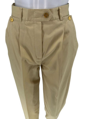 Escada Pale Yellow High-Waisted Pleated Pants – Size 36