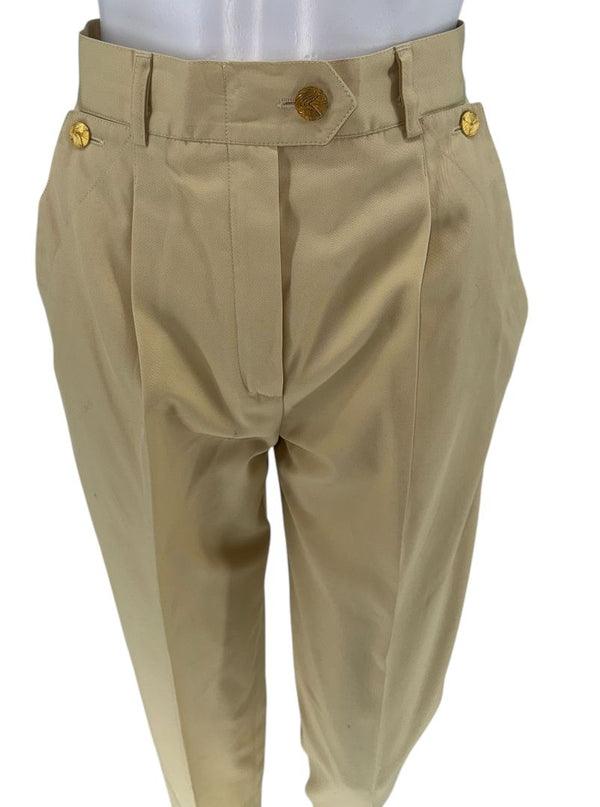 Escada Pale Yellow High-Waisted Pleated Pants – Size 36