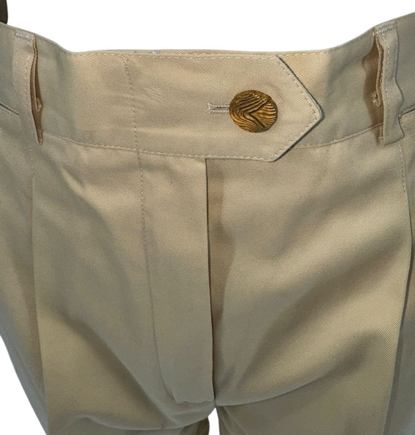 Escada Pale Yellow High-Waisted Pleated Pants – Size 36