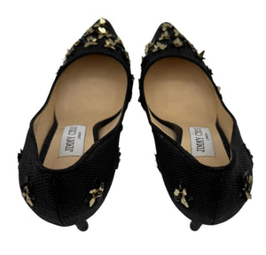 Jimmy Choo ROMY Basketweave Golden Blooms - Size 37 NIB