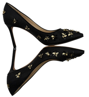 Jimmy Choo ROMY Basketweave Golden Blooms - Size 37 NIB