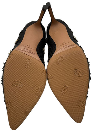 Jimmy Choo ROMY Basketweave Golden Blooms - Size 37 NIB