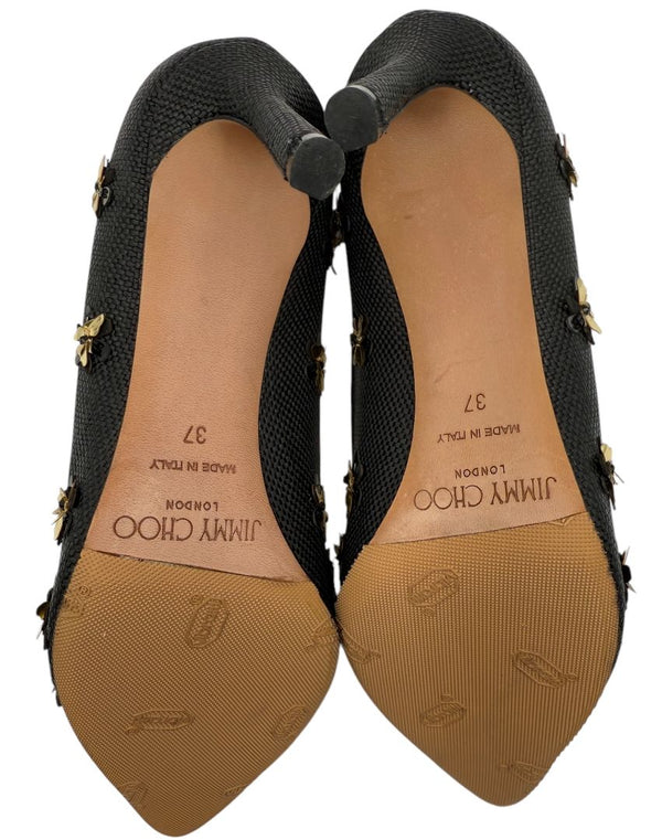 Jimmy Choo ROMY Basketweave Golden Blooms - Size 37 NIB