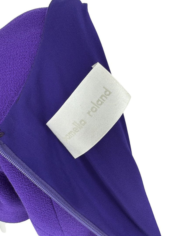 Pamella Roland Purple Textured Crepe V-Neck Dress – Fits Like a Large