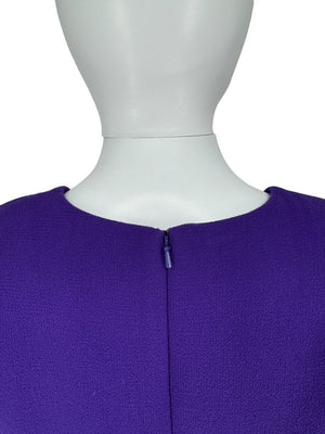 Pamella Roland Purple Textured Crepe V-Neck Dress – Fits Like a Large