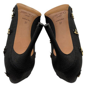 Jimmy Choo ROMY Basketweave Golden Blooms - Size 37 NIB