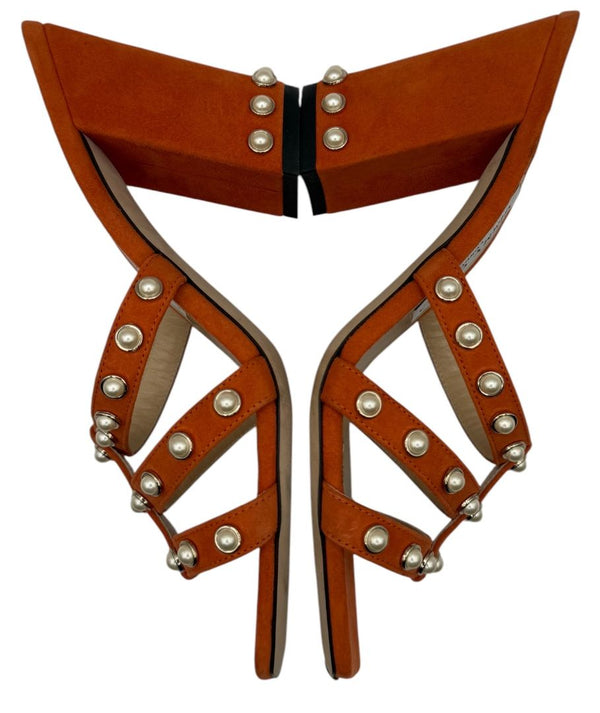 Jimmy Choo Hazal Faux Pearl Embellished Leather Sandals - Size 37