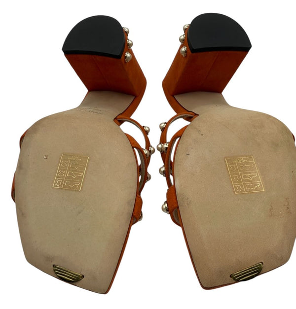 Jimmy Choo Hazal Faux Pearl Embellished Leather Sandals - Size 37