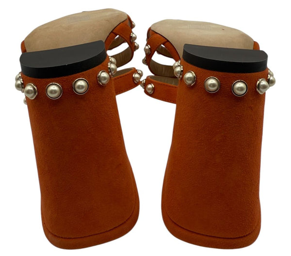 Jimmy Choo Hazal Faux Pearl Embellished Leather Sandals - Size 37