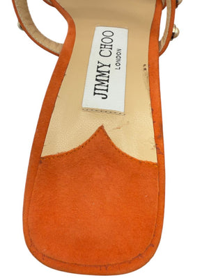 Jimmy Choo Hazal Faux Pearl Embellished Leather Sandals - Size 37