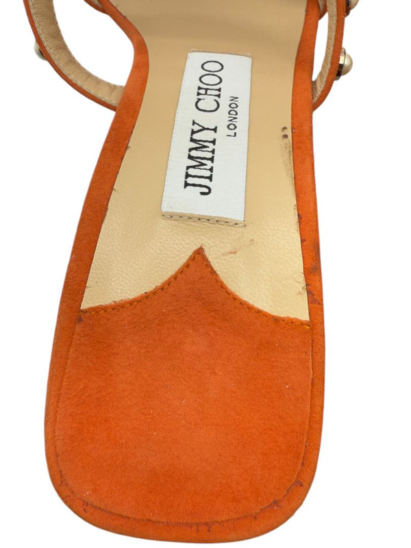 Jimmy Choo Hazal Faux Pearl Embellished Leather Sandals - Size 37