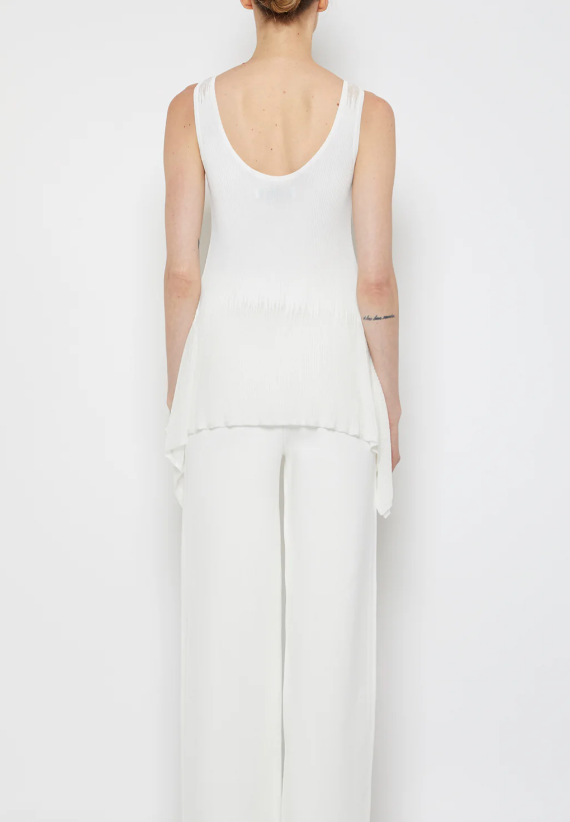 Prabal Gurung Sheer & Opaque Ribbed Peplum Shell Tank – Size M