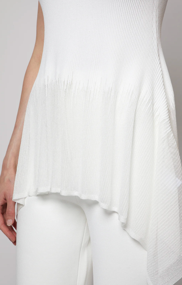 Prabal Gurung Sheer & Opaque Ribbed Peplum Shell Tank – Size M
