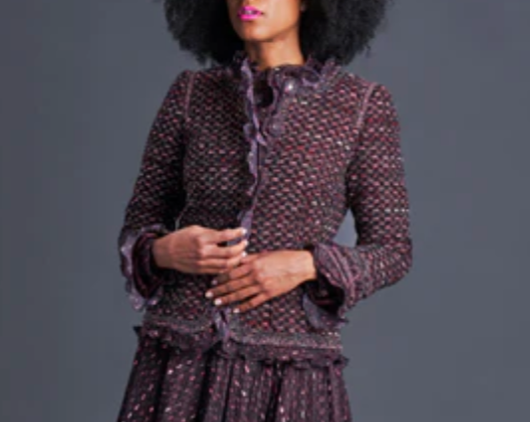Typical Maison Common Signature Tweed Jacket Bordeaux – Size FR 36