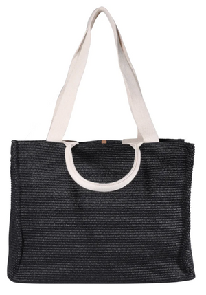Marni Large Tote in Black raffia-effect fabric