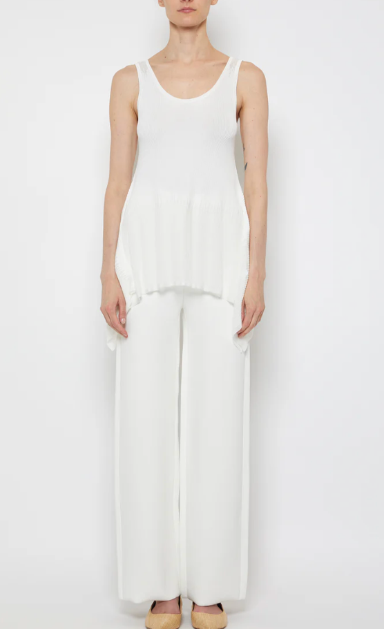 Prabal Gurung Sheer & Opaque Ribbed Peplum Shell Tank – Size M