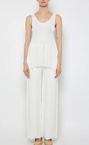 Prabal Gurung Sheer & Opaque Ribbed Peplum Shell Tank – Size M