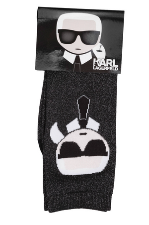 Karl Lagerfeld K/Ikonik Glitter Crew Socks – Size 39–42 (Black)