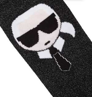 Karl Lagerfeld K/Ikonik Glitter Crew Socks – Size 39–42 (Black)