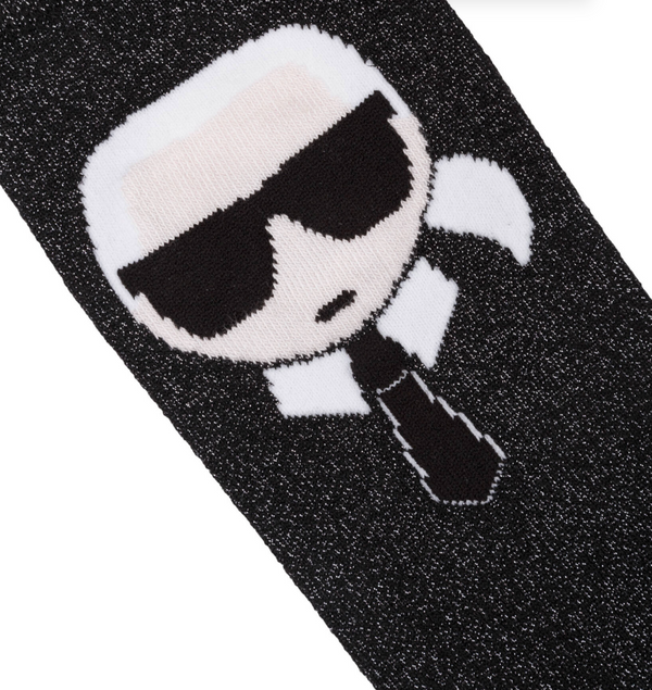 Karl Lagerfeld K/Ikonik Glitter Crew Socks – Size 39–42 (Black)