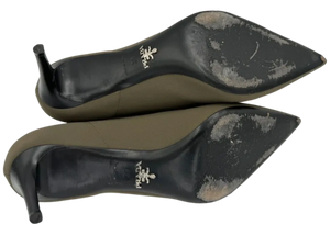 Prada Tessuto Tech Women's Green Kitten Heel Stiletto