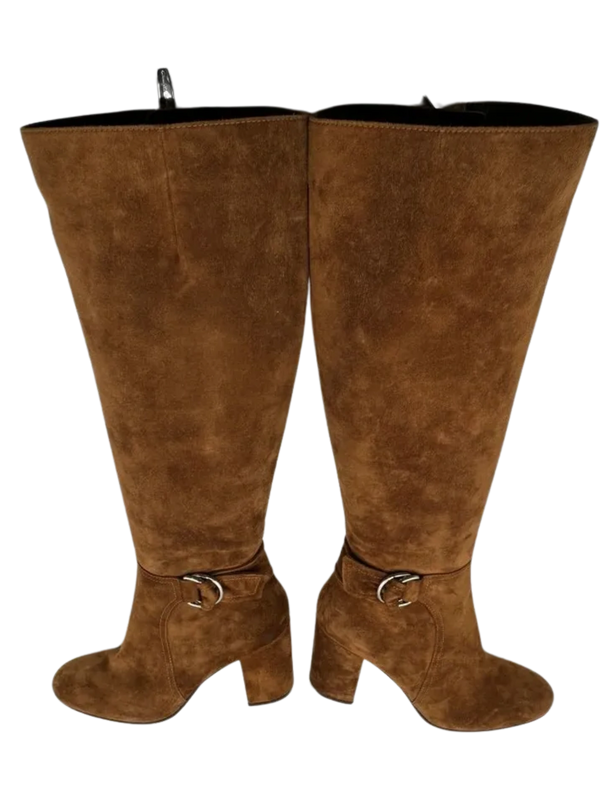 Gianvito Rossi $1200 Rust Suede Knee High Buckle Boots 39/9 - NEW