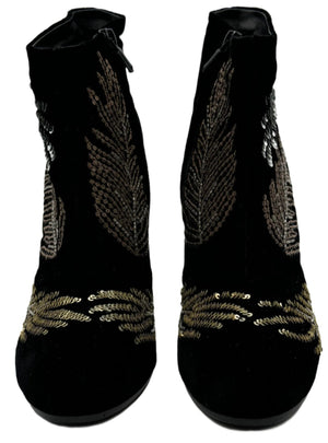 Roger Vivier Metallic Sequin Booties - Size 39.5