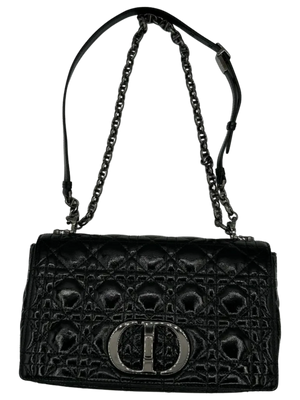 Christian Dior Black Patent Leather Caro Medium Bag
