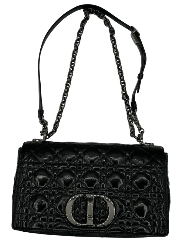 Christian Dior Black Patent Leather Caro Medium Bag