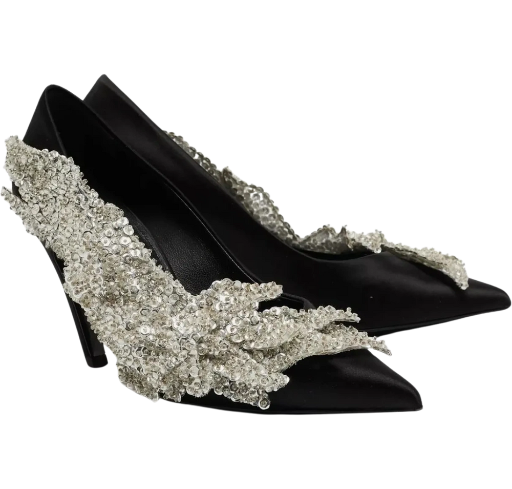 BALENCIAGA Sequin-embellished satin pumps *NEW*