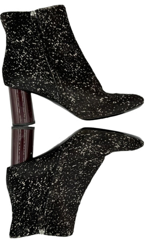 PROENZA SCHOULER black pony fur marled ankle boots - Sz 39.5