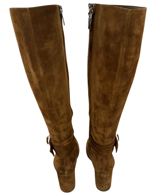 Gianvito Rossi $1200 Rust Suede Knee High Buckle Boots 39/9 - NEW
