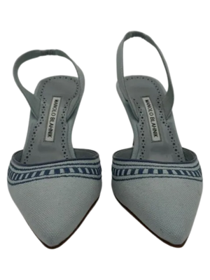 Manolo Blahnik Cadana Gala Embroidered Slingback Pumps