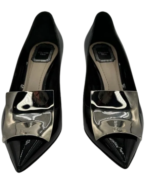 Christian Dior Black Patent Leather "Instinct" Pointed Toe Pumps